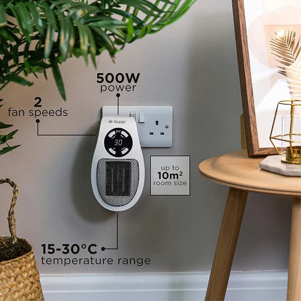 Mini Plug-in Electric Heater 500W | Smart Portable Wall Outlet Space Heater with Remote