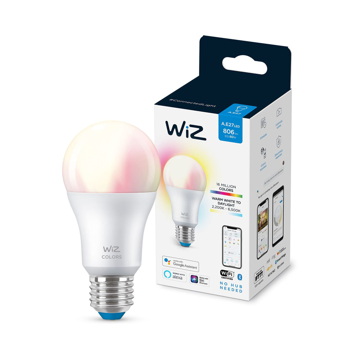 Smart Light Bulb Philips Wiz A60 | E27, Wi-Fi, Adjustable White & Multicolour